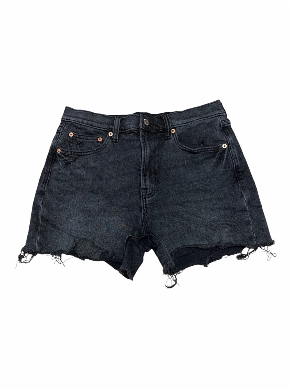 Gap High Rise 4” Black Distressed Denim Shorts Size 28